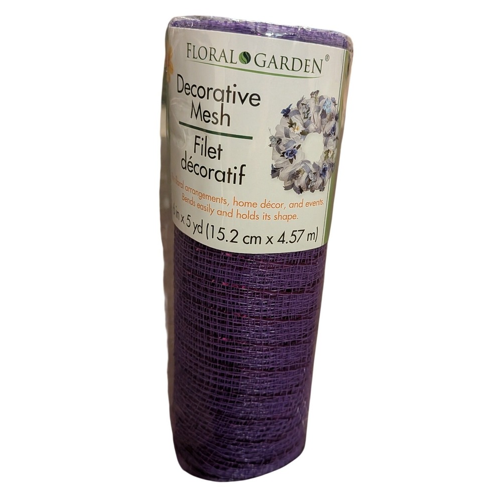 Floral Garden Purple Decorative Mesh with Metallic Accents 6in x 5yd 207237-1611